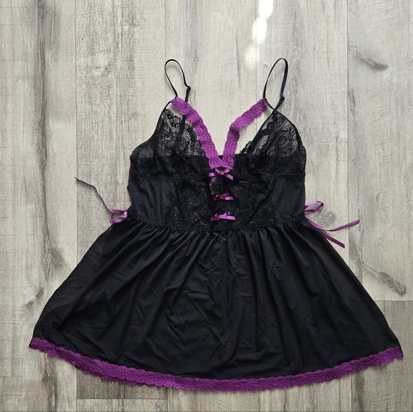 Adore Me Other - Purple And Black Bow Lingerie Dress Size Medium